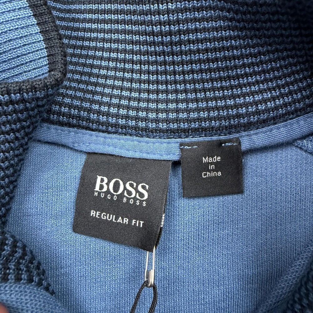 Hugo Boss Sweater Mens Large Blue Mock Neck Lightweight Knit Pullover Casual - Picture 5 of 12